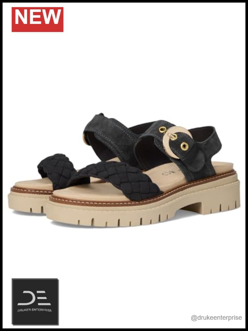 Women's Suede Braided Backstrap Sandals with Buckle Closure, Open Toe